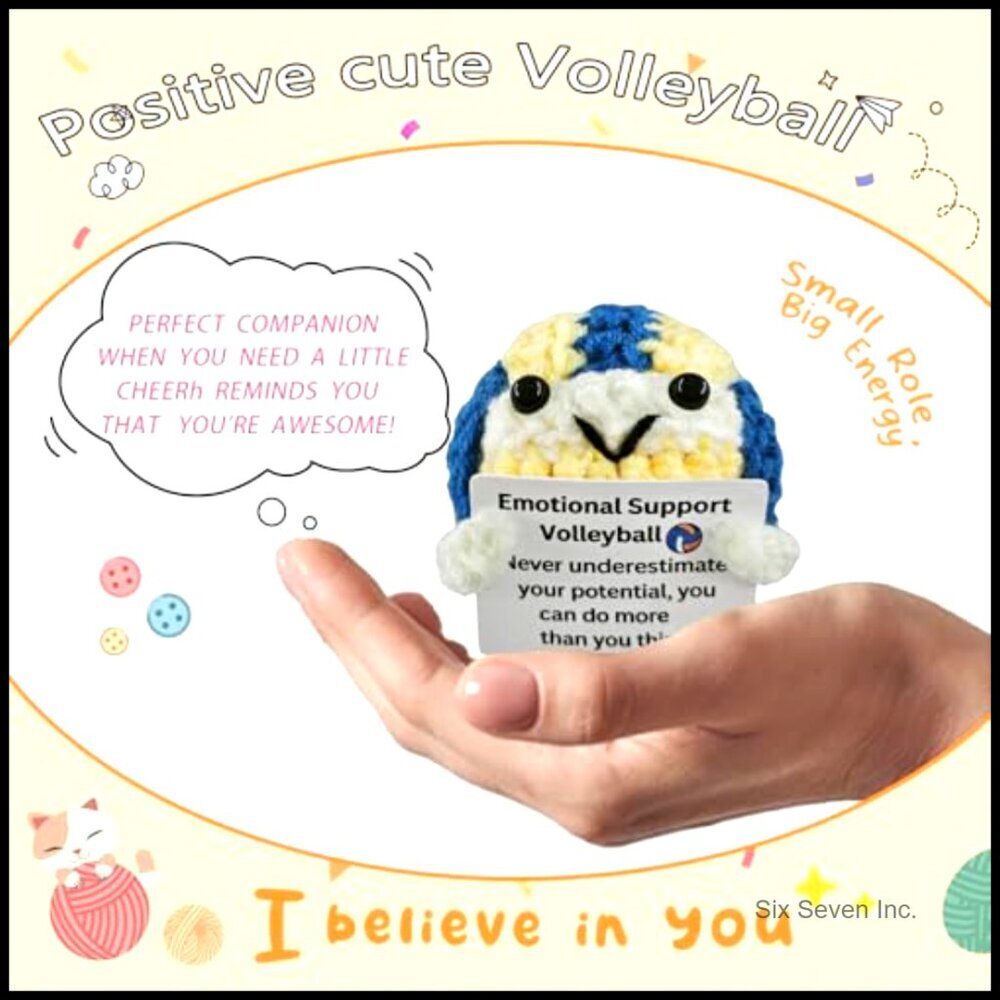 Handmade Crochet Volleyball Doll, Acrylic Fiber, Emotional Support Gift - Picture 4 of 7